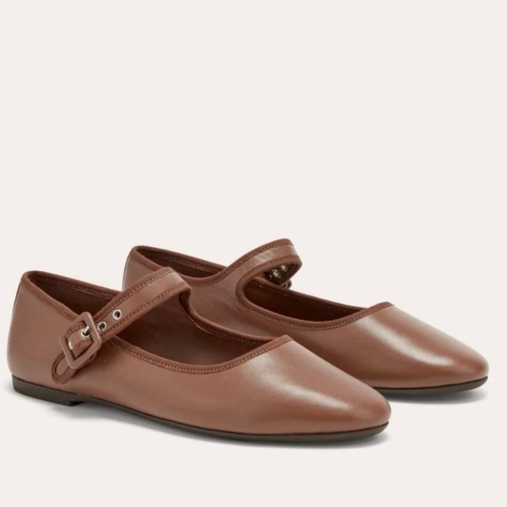 Everlane Brown Leather Mary Jane Flats